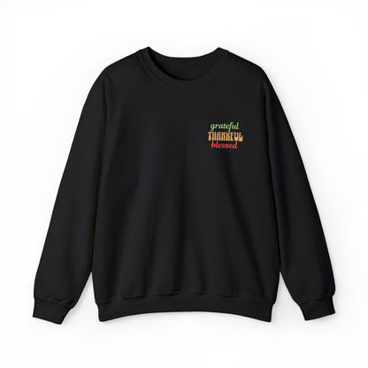 The Cozy Edit2 | Embroidered "Grateful - Thankful - Blessed" Crewneck Sweatshirt (multiple colors)