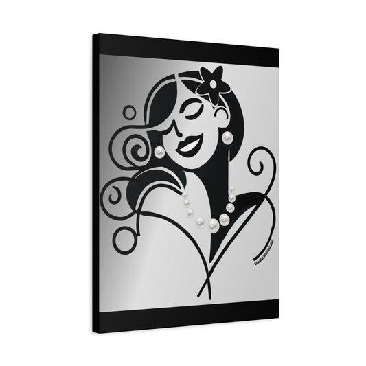 Pearls & Curls4 | Black and White Matte Canvas Print