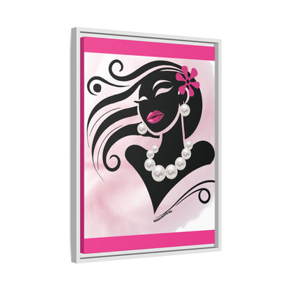 Pearls & Curls6 | Pink Pout - Framed Matte Canvas Art