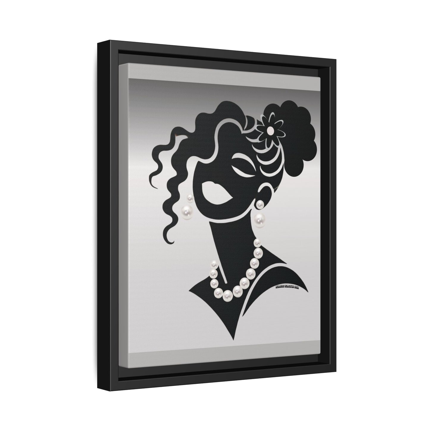 Pearls & Curls5 | Black and White - Framed Matte Canvas Art (black or white frame)