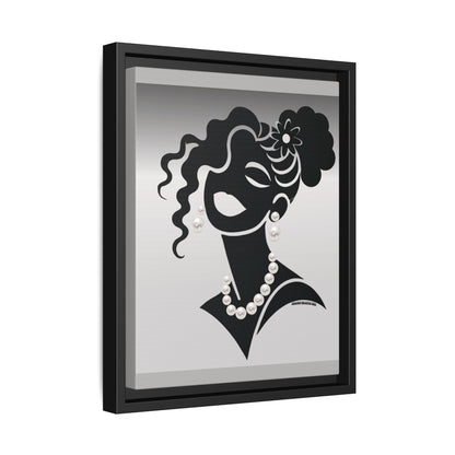 Pearls & Curls5 | Black and White - Framed Matte Canvas Art (black or white frame)