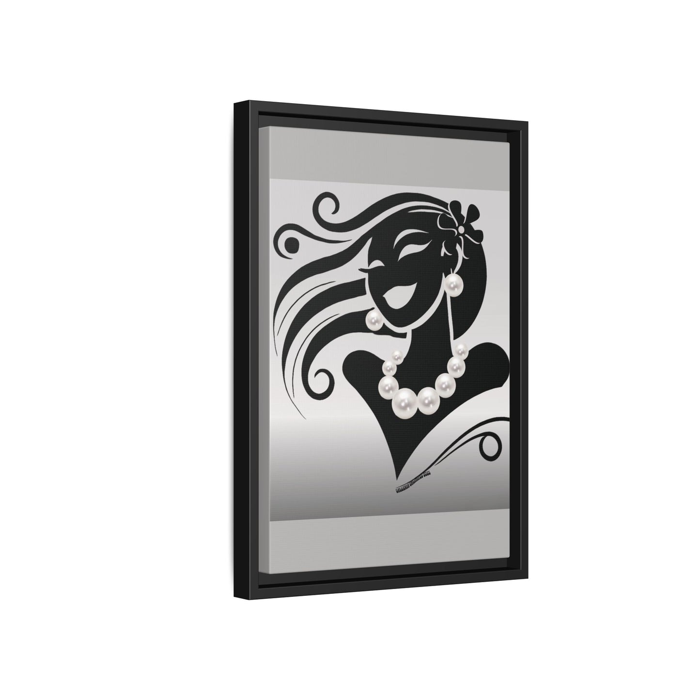 Pearls & Curls6 | Black and White - Framed Matte Canvas Art (black or white frame)