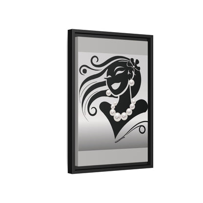 Pearls & Curls6 | Black and White - Framed Matte Canvas Art (black or white frame)