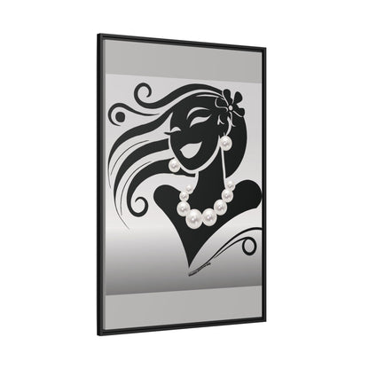 Pearls & Curls6 | Black and White - Framed Matte Canvas Art (black or white frame)