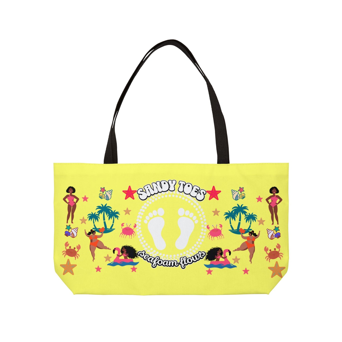 Sandy Toes | Pineapple Two-Sided Weekender Tote Bag (black girl)
