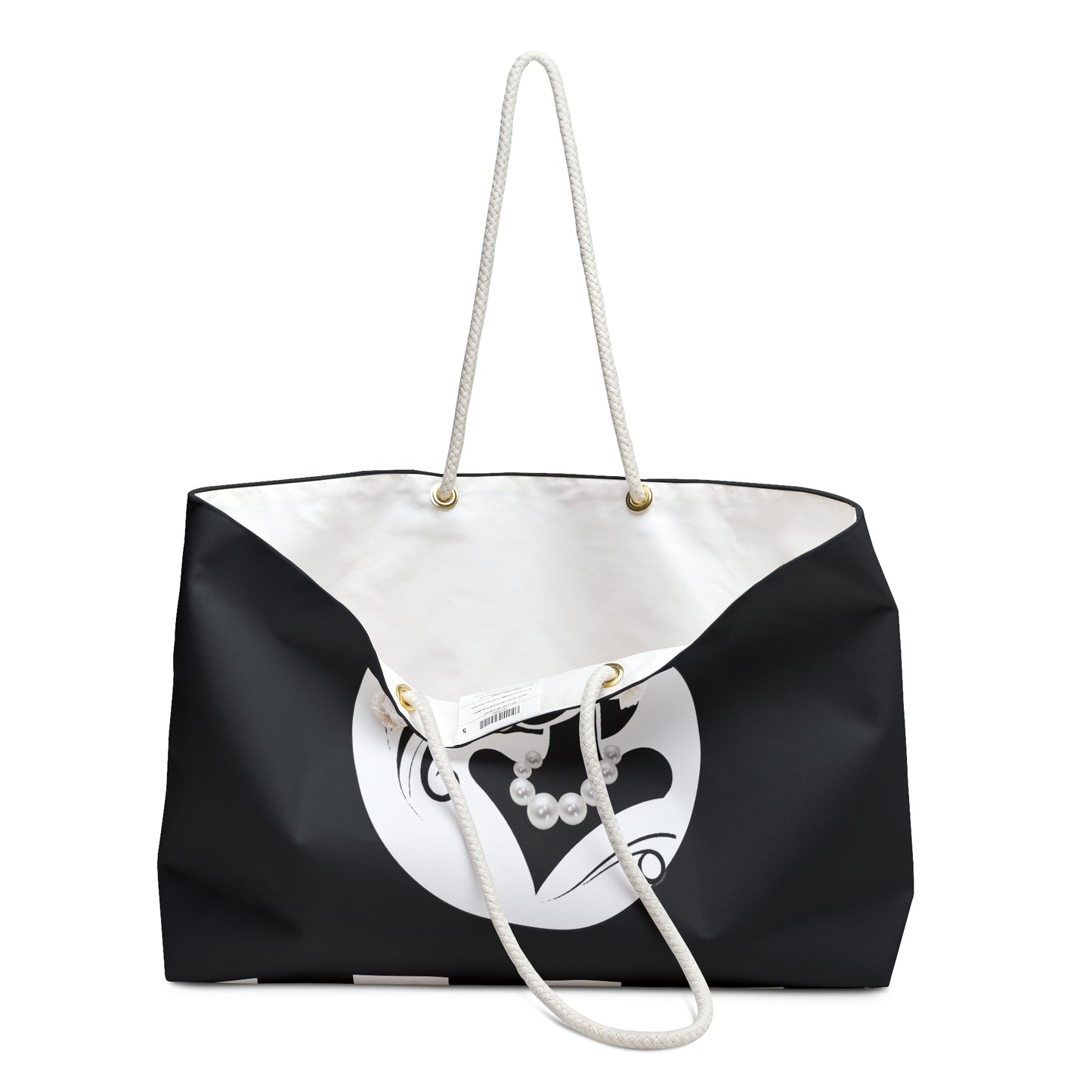 Pearls & Curls 6 | Black Double-Sided Weekender Bag