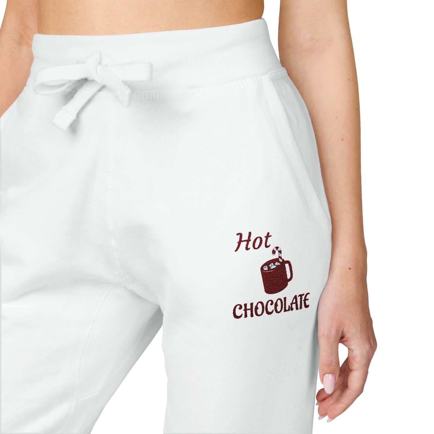 Harvest Haze | Maroon Embroidered 'Hot Chocolate' Sweatpants