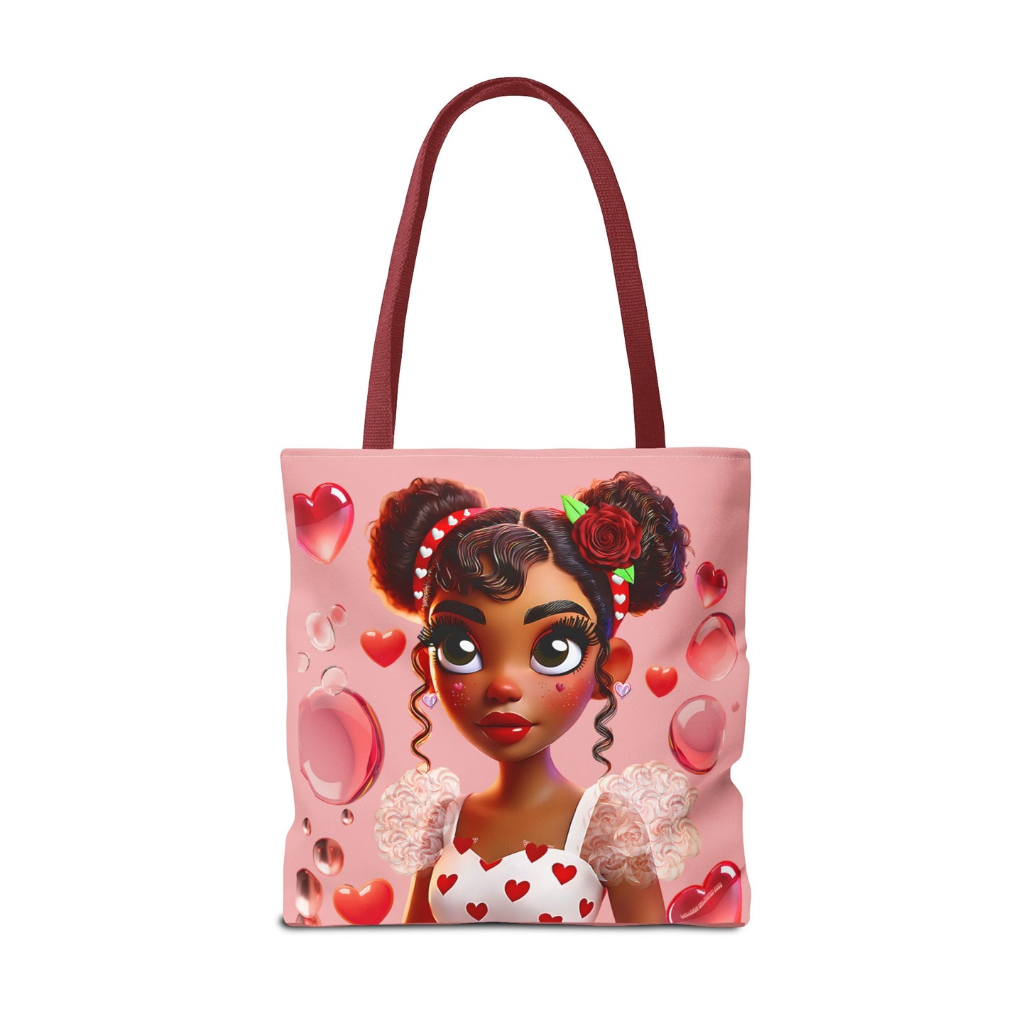 Heartbreaker Girl | Bubble Gum All -Over-Print Two-Tone Tote Bag (multiple strap colors)