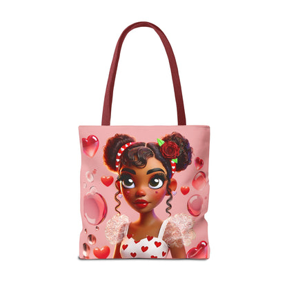 Heartbreaker Girl | Bubble Gum All -Over-Print Two-Tone Tote Bag (multiple strap colors)