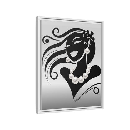 Pearls & Curls 6 | Black and White Framed Matte Canvas Wall Art (black or white frame)