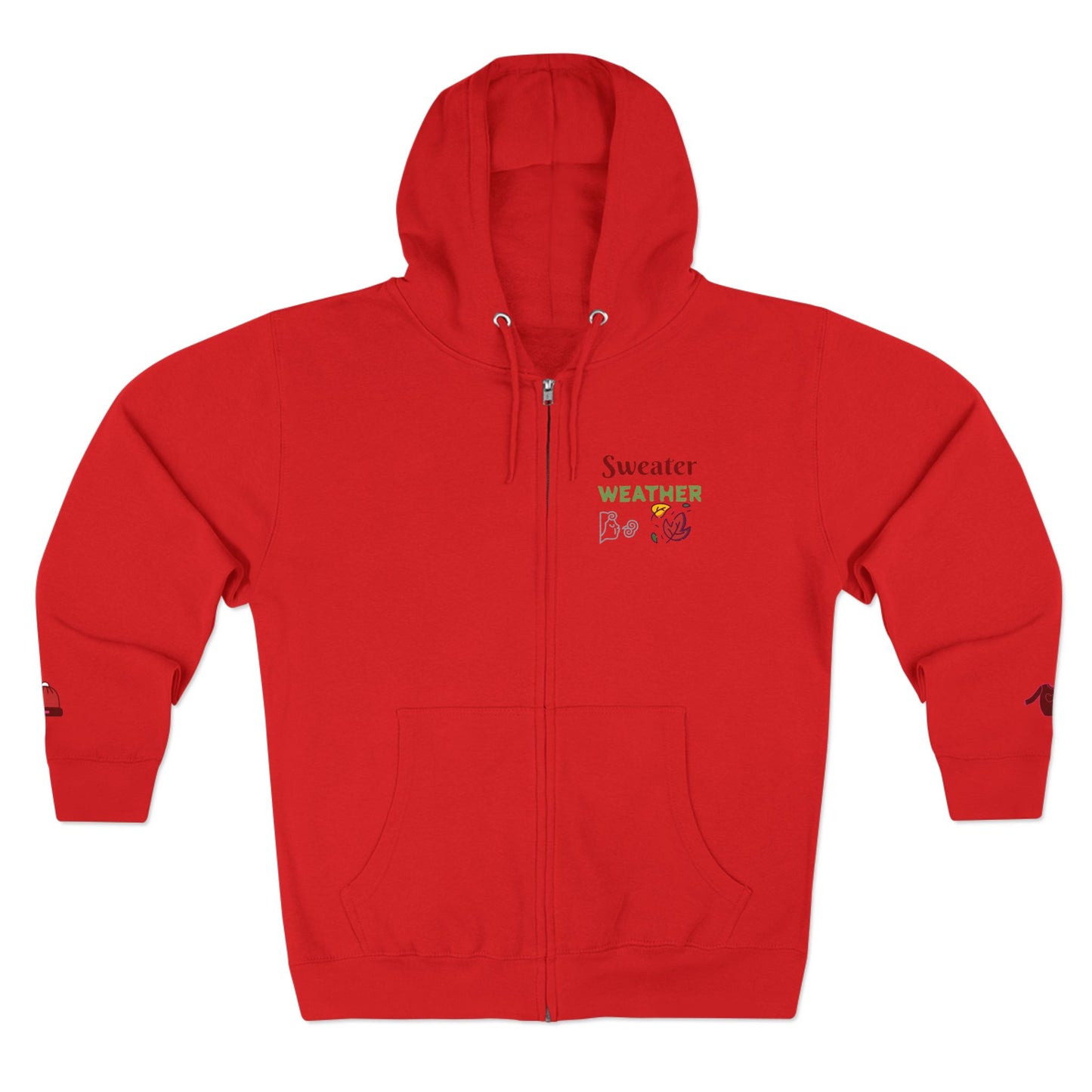 Harvest Haze 5 | 'Sweater Weather' Graphic Icon Zip Hoodie — Cozy Fall Hoodie with Autumn Icons