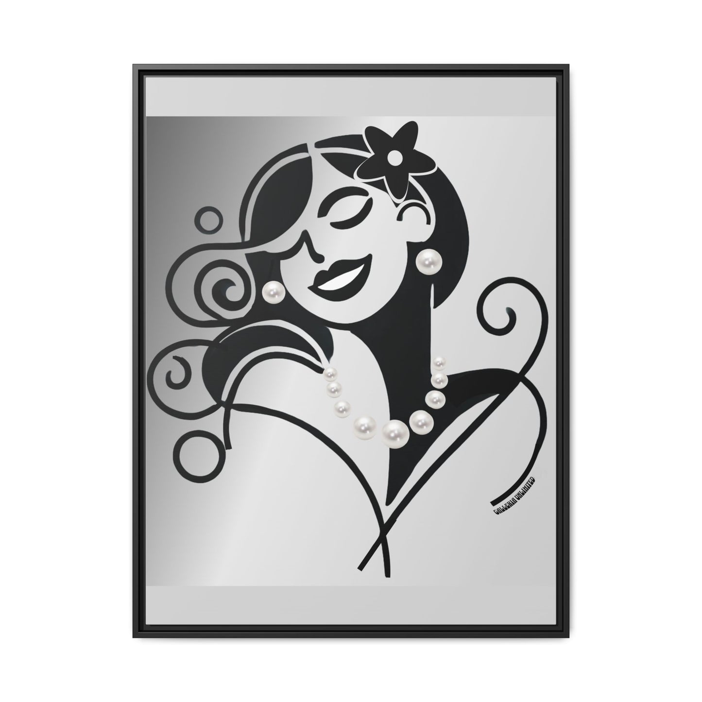 Pearls & Curls 4 | Black and White Framed Matte Canvas Wall Art (black or white frame)