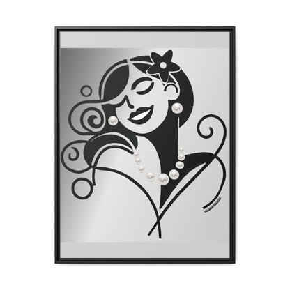 Pearls & Curls 4 | Black and White Framed Matte Canvas Wall Art (black or white frame)