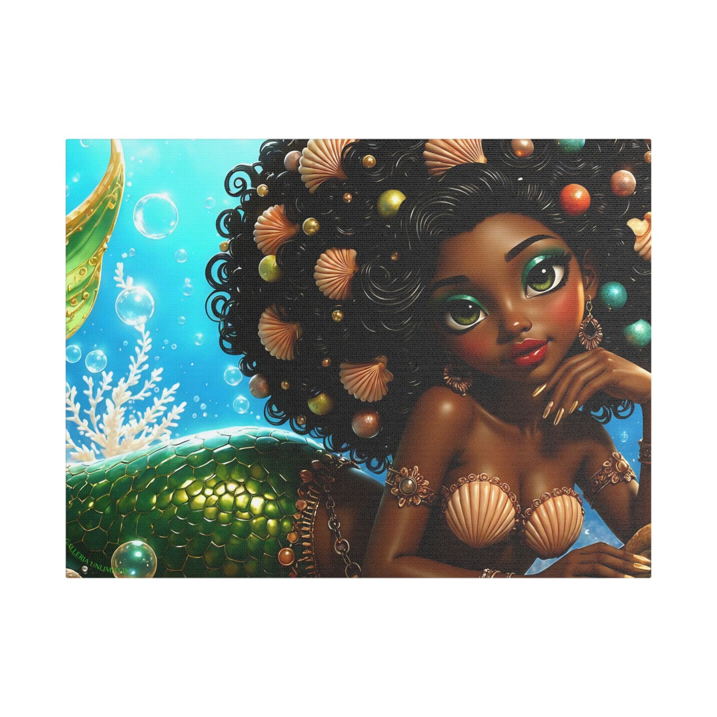 Sirens of the Gilded Sea | Blue Lagoon, Satin Stretched Canvas