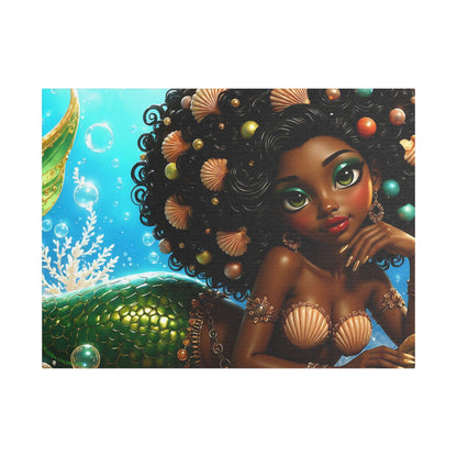 Sirens of the Gilded Sea | Blue Lagoon, Satin Stretched Canvas