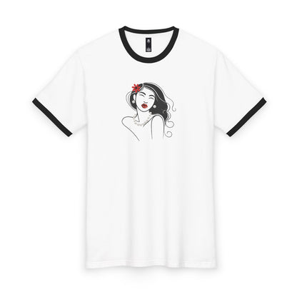 Pearls & Curls 3 | Oversized Ringer Tee (red or black trim)