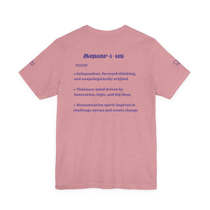 Aquarius | Word Art Graphic Tee2 (amethyst)-"Aquarius" Definition on Back