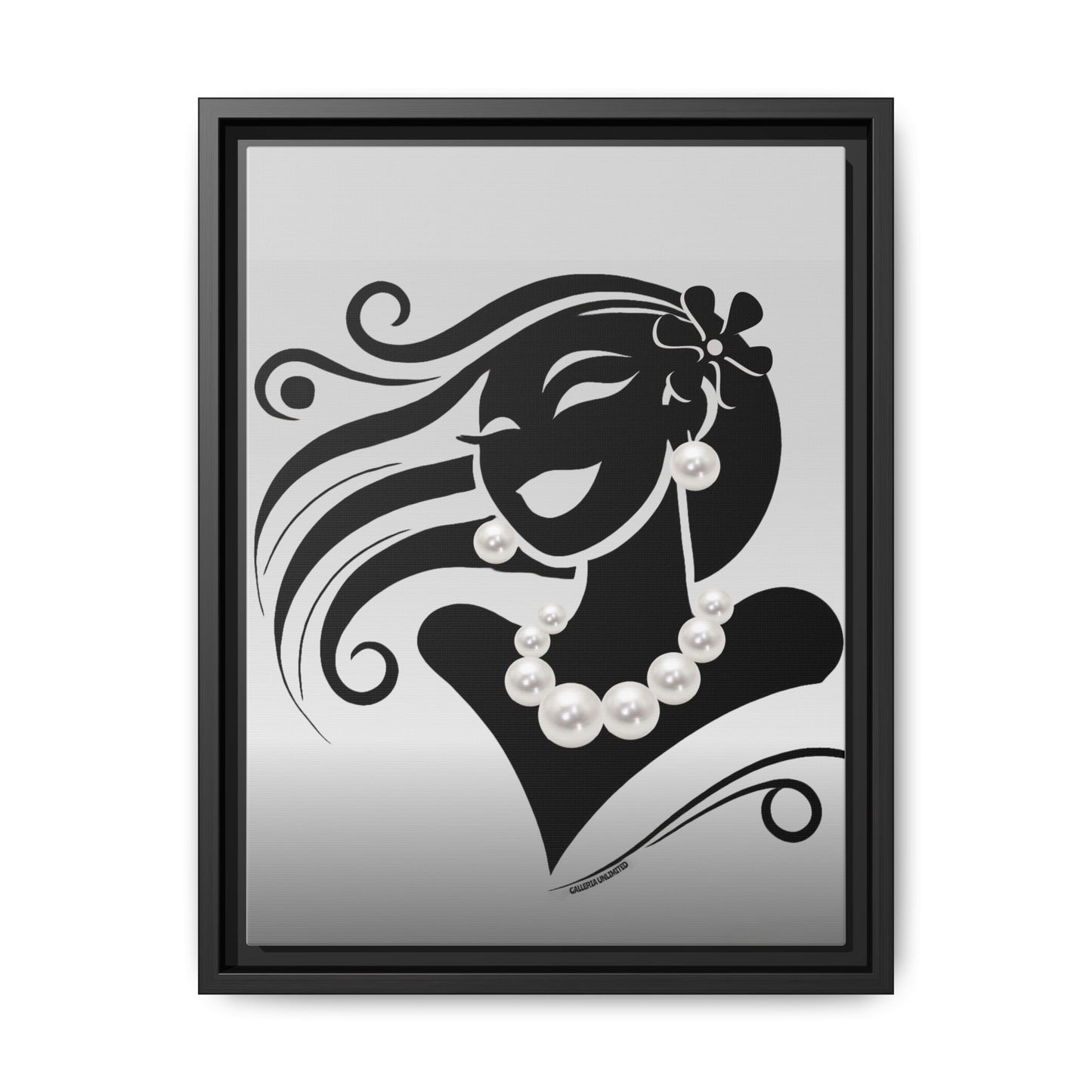 Pearls & Curls 6 | Black and White Framed Matte Canvas Wall Art (black or white frame)