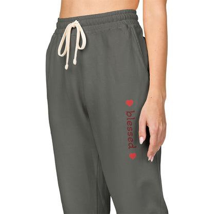 Harvest Haze 8 | 'Blessed' Vertical Red Script Joggers