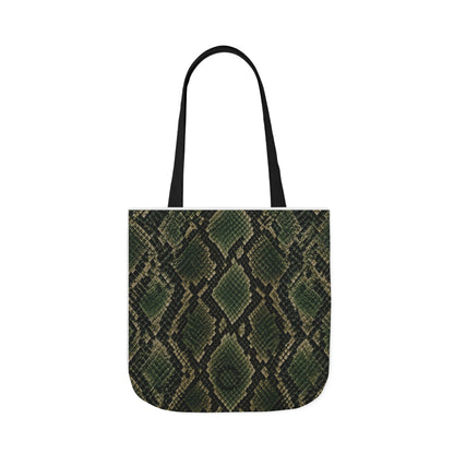 Snake | Olive Snakeskin Pattern Canvas Tote Bag