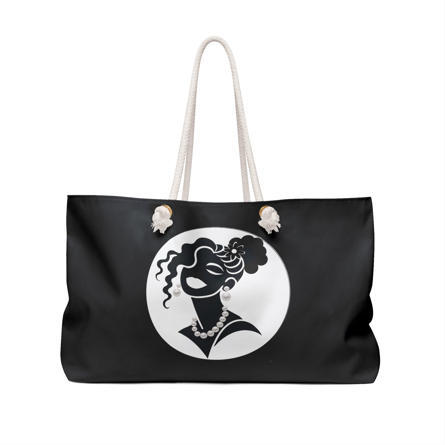 Pearls & Curls 5 | Black Double-Sided Weekender Bag