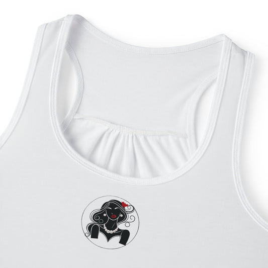 Pearls & Curls1 | White - Ruby Lips Ringer Tank (black or white trim)