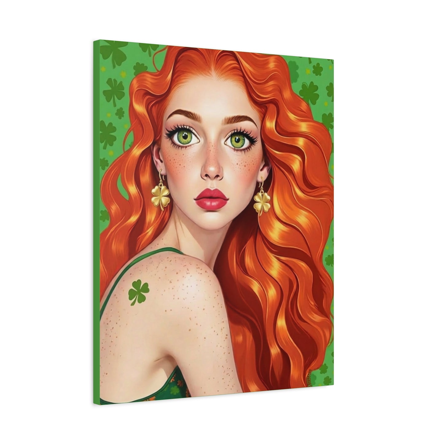 Clovers 3 | Golden Shamrock Goddess, Matte Canvas Print