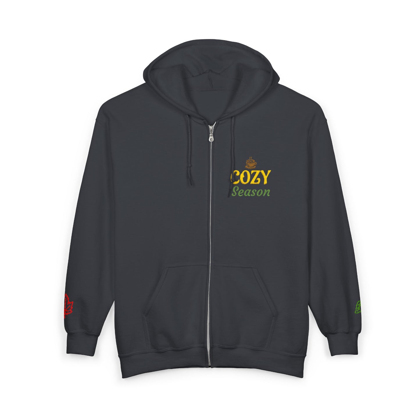Harvest Haze | 'Cozy Season' Embroidered Zip Hoodie (multiple colors)