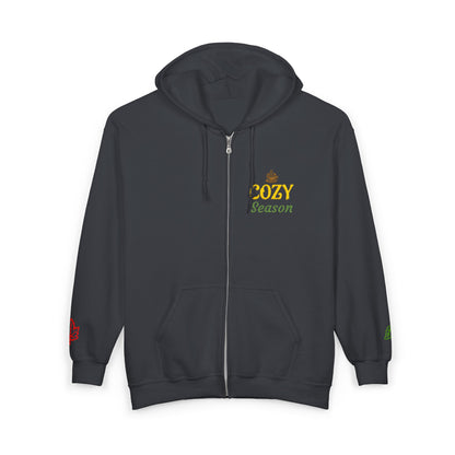 Harvest Haze | 'Cozy Season' Embroidered Zip Hoodie (multiple colors)