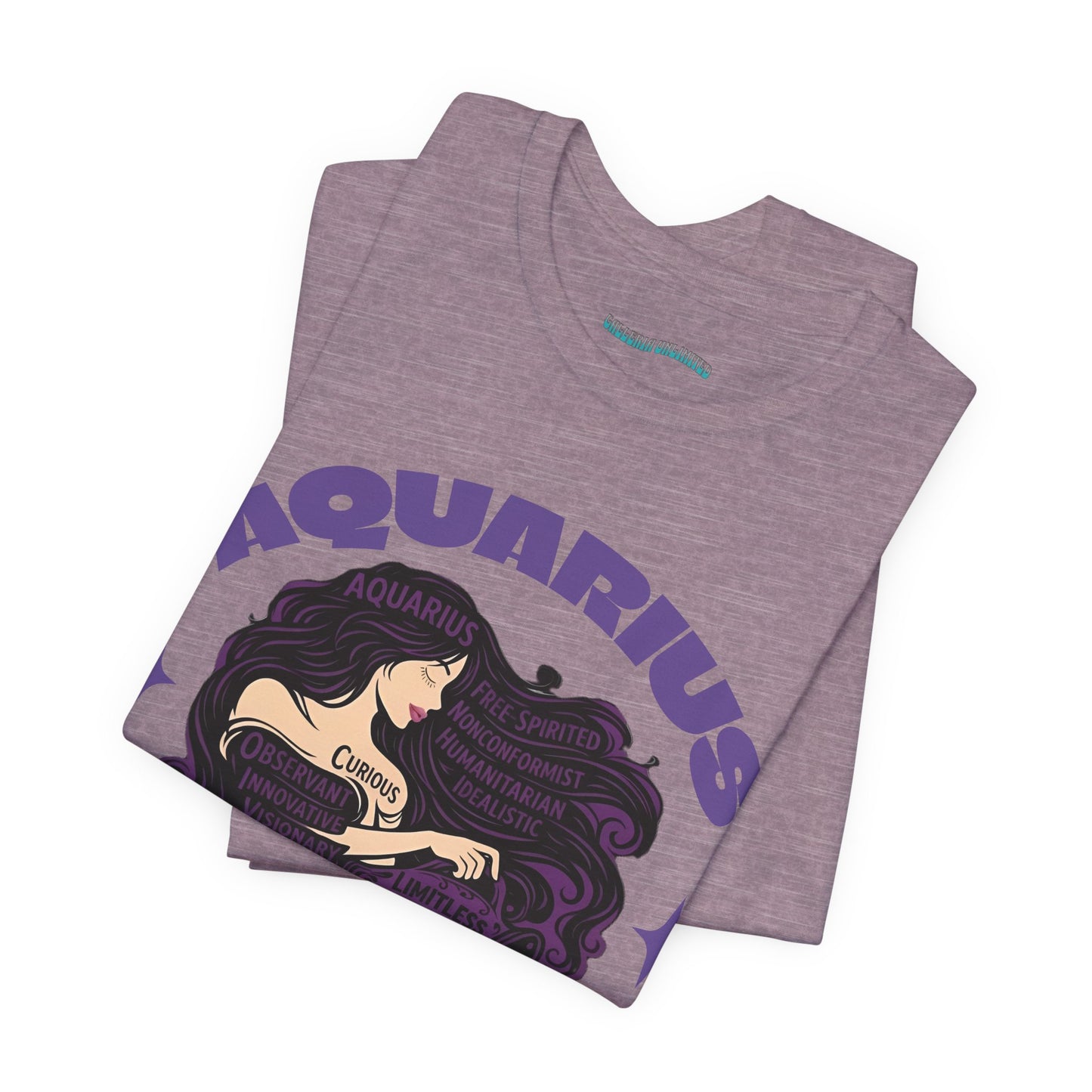 Aquarius | Word Art Graphic Tee2 (amethyst)-"Aquarius" Definition on Back