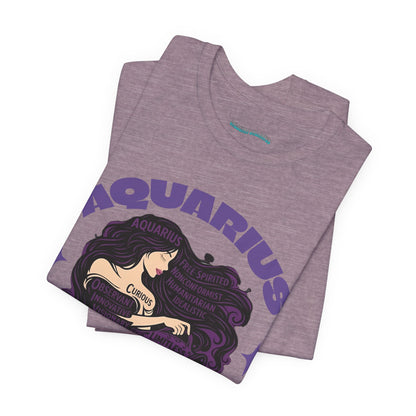 Aquarius | Word Art Graphic Tee2 (amethyst)-"Aquarius" Definition on Back