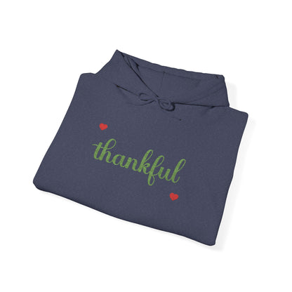 The Thankful Edit1 |Light Green Embroidered Thankful Hoodie, red hearts (multiple colors)