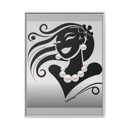 Pearls & Curls6 | Black and White - Framed Matte Canvas Art (black or white frame)