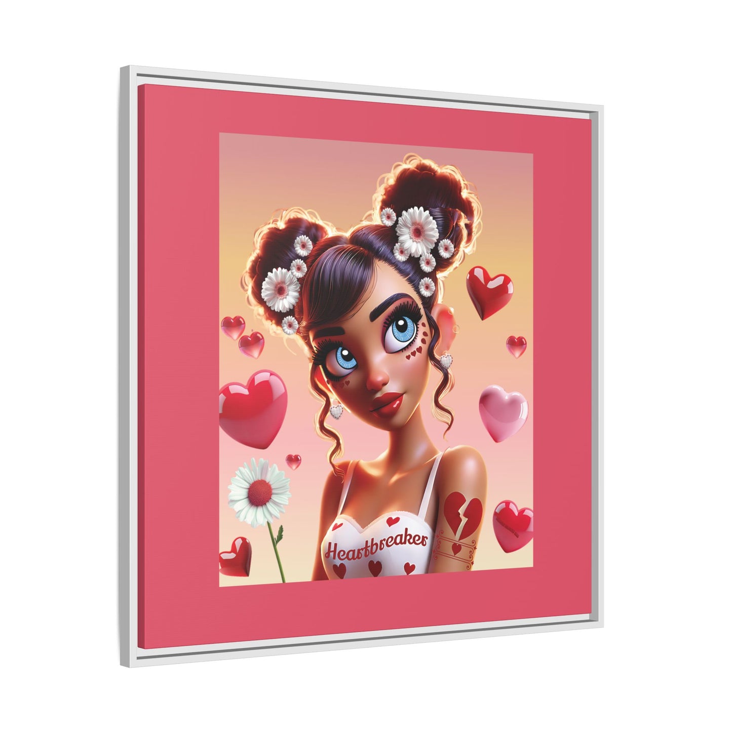 Heartbreaker 1 | Raspberry - Canvas Print, framed matte (multiple sizes/frame colors))