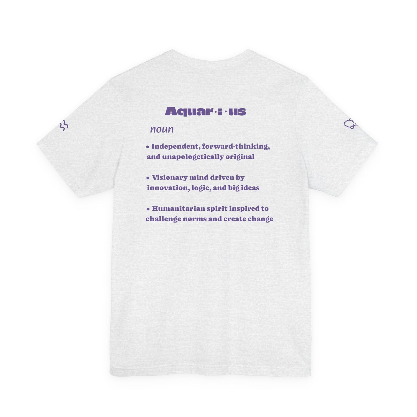 Aquarius | Word Art Graphic Tee2 (amethyst)-"Aquarius" Definition on Back