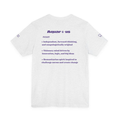 Aquarius | Word Art Graphic Tee2 (amethyst)-"Aquarius" Definition on Back