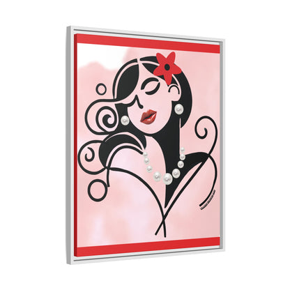 Pearls & Curls4 | Scarlet Kiss - Framed Matte Canvas Art (black or white frame)