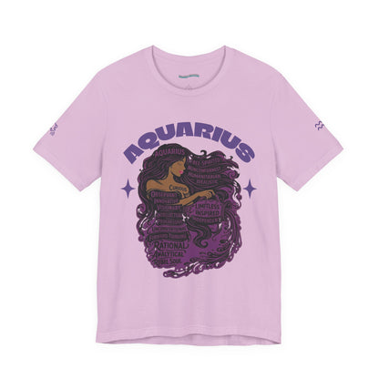 Aquarius | Word Art Graphic Tee (amethyst)-"Aquarius" Definition on Back