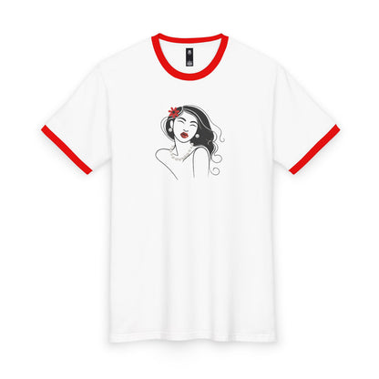 Pearls & Curls 3 | Oversized Ringer Tee (red or black trim)