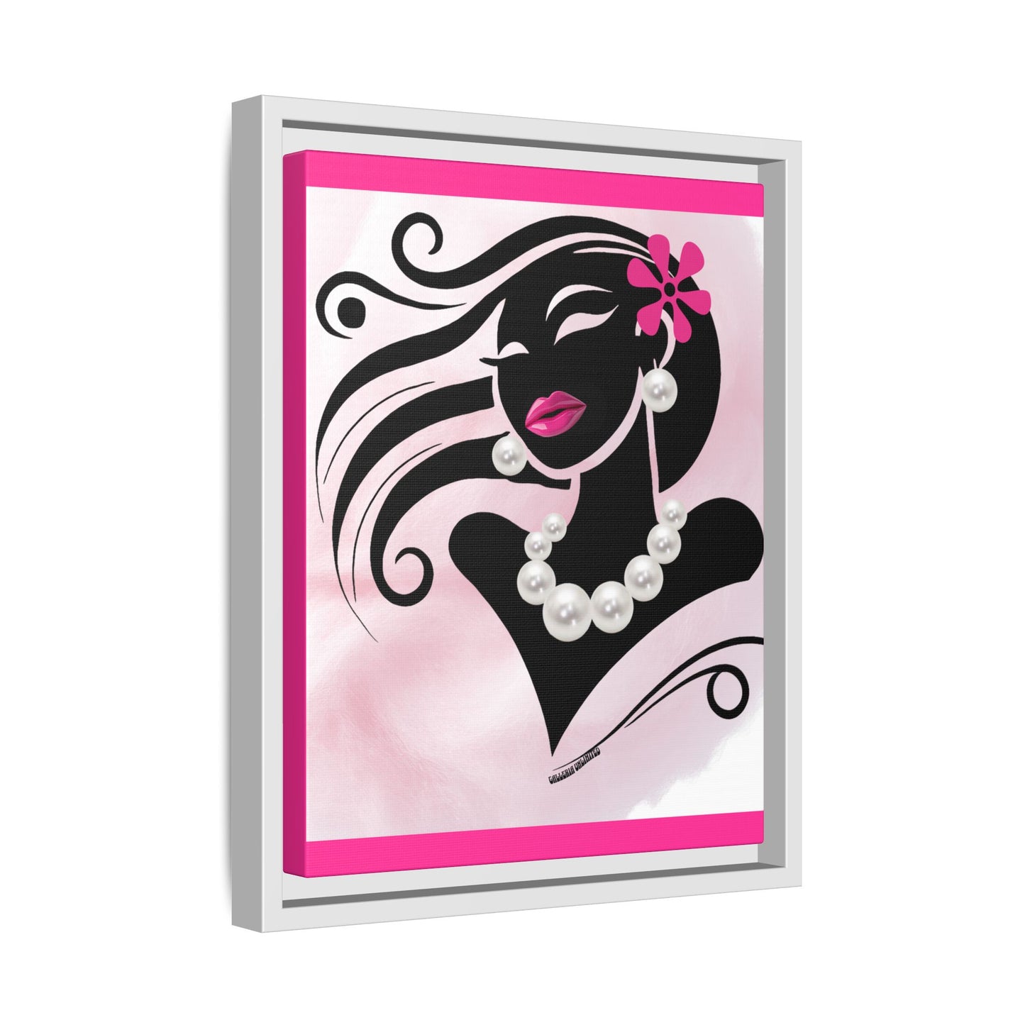 Pearls & Curls 6 | Candy Kiss Framed Matte Canvas Wall Art (black or white frame)