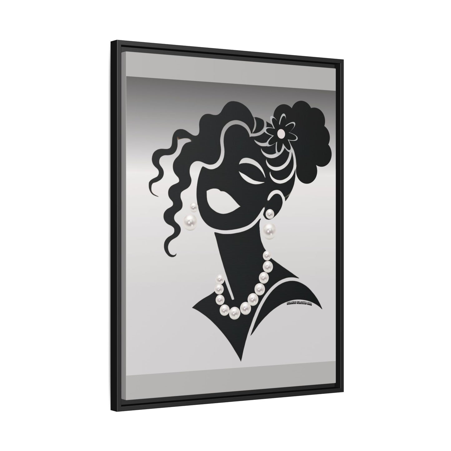 Pearls & Curls5 | Black and White - Framed Matte Canvas Art (black or white frame)