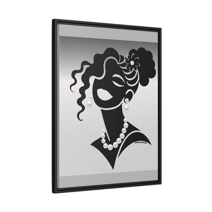 Pearls & Curls5 | Black and White - Framed Matte Canvas Art (black or white frame)
