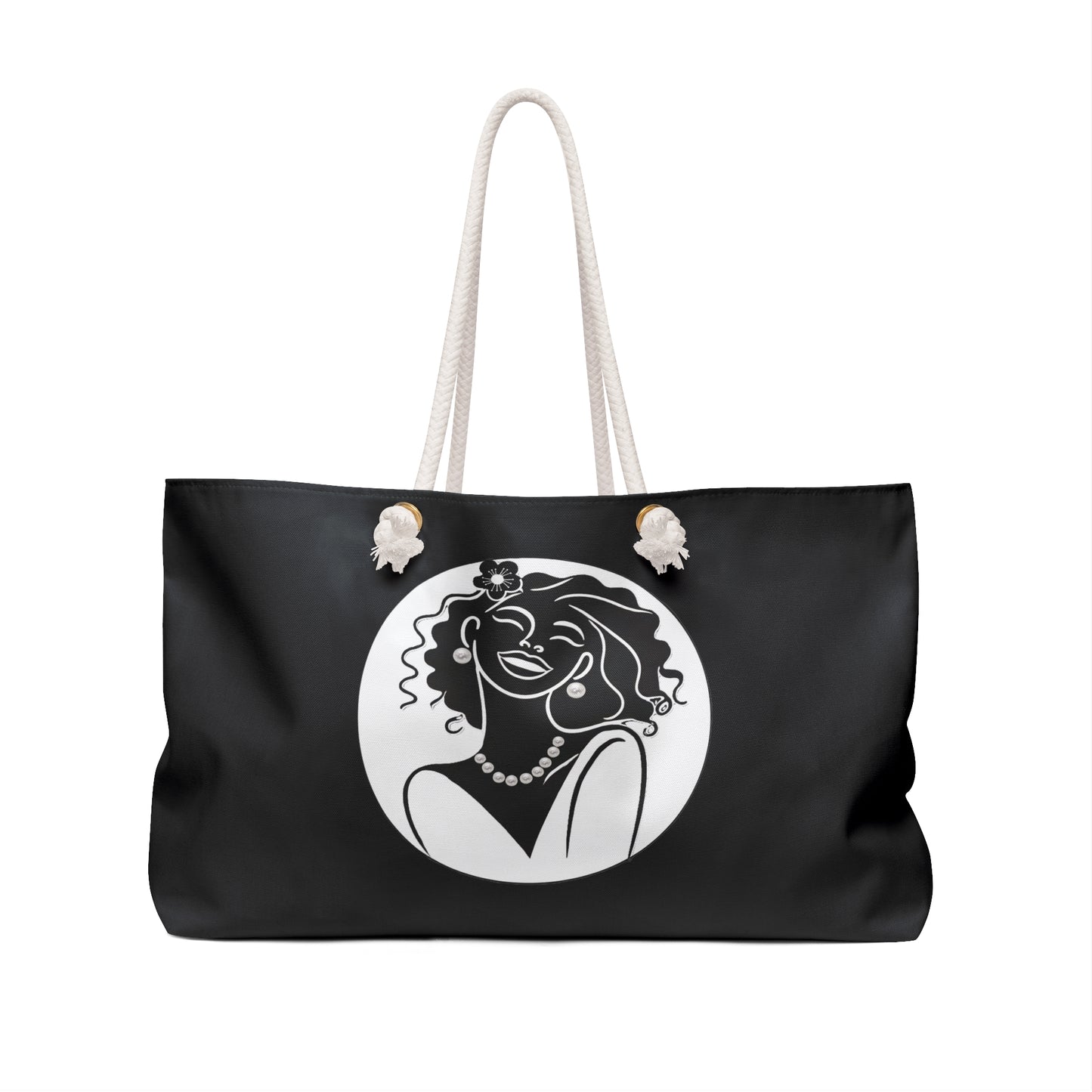 Pearls & Curls 2 | Black Double-Sided Weekender Bag