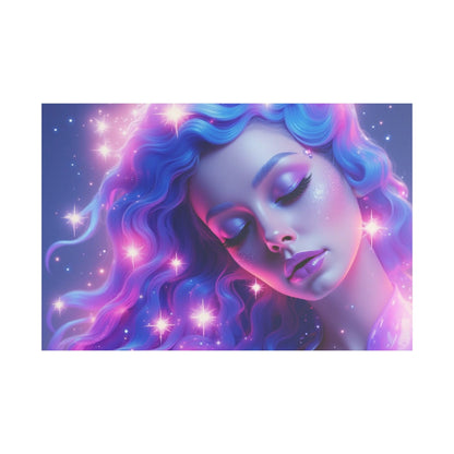 Winter Fantasy 2 | Dreamy Neon Muse Satin Stretched Canvas Print