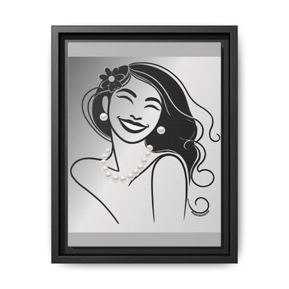Pearls & Curls3 | Black and White - Framed Matte Canvas Art (black or white frame)