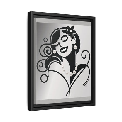 Pearls & Curls4 | Black and White - Framed Matte Canvas Art (black or white frame)