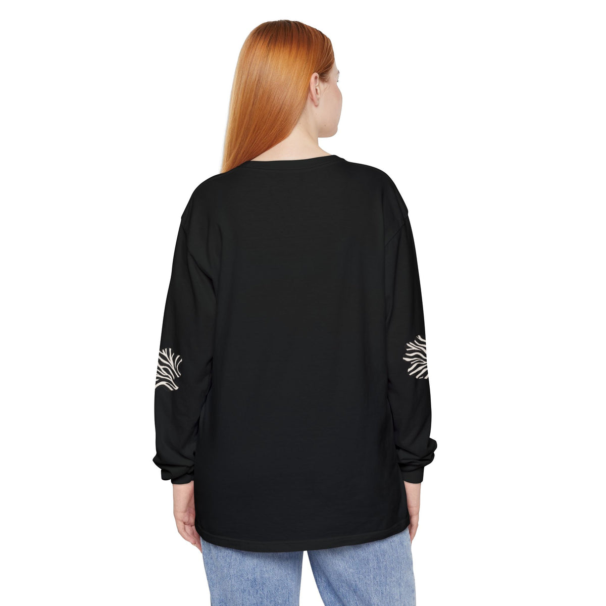 Zebra | Black & White Zebra Patch Long Sleeve Tee (Elbow accents)