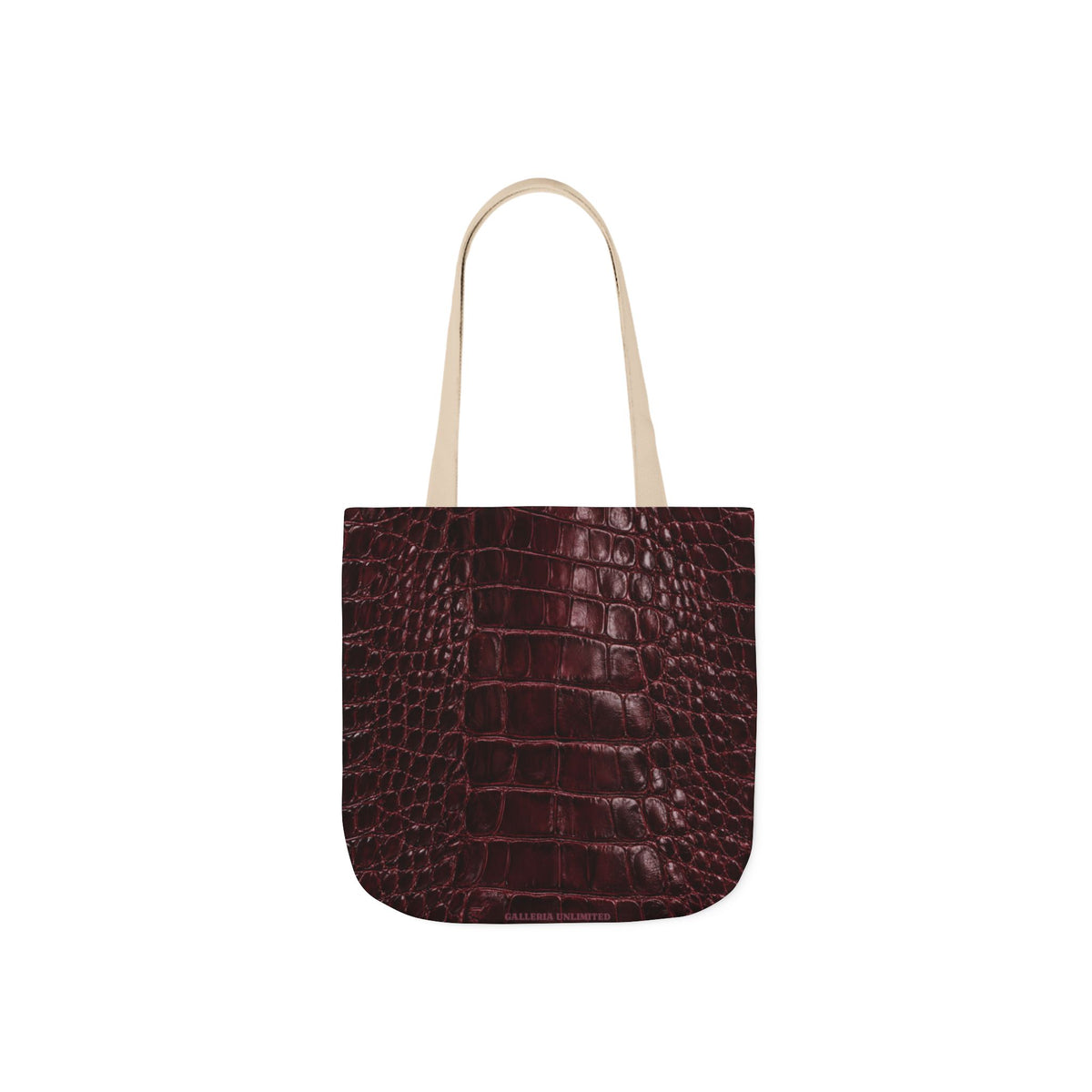 Alligator | Burgundy Print All-Over Pattern Tote Bag (non-textured printed fabric)