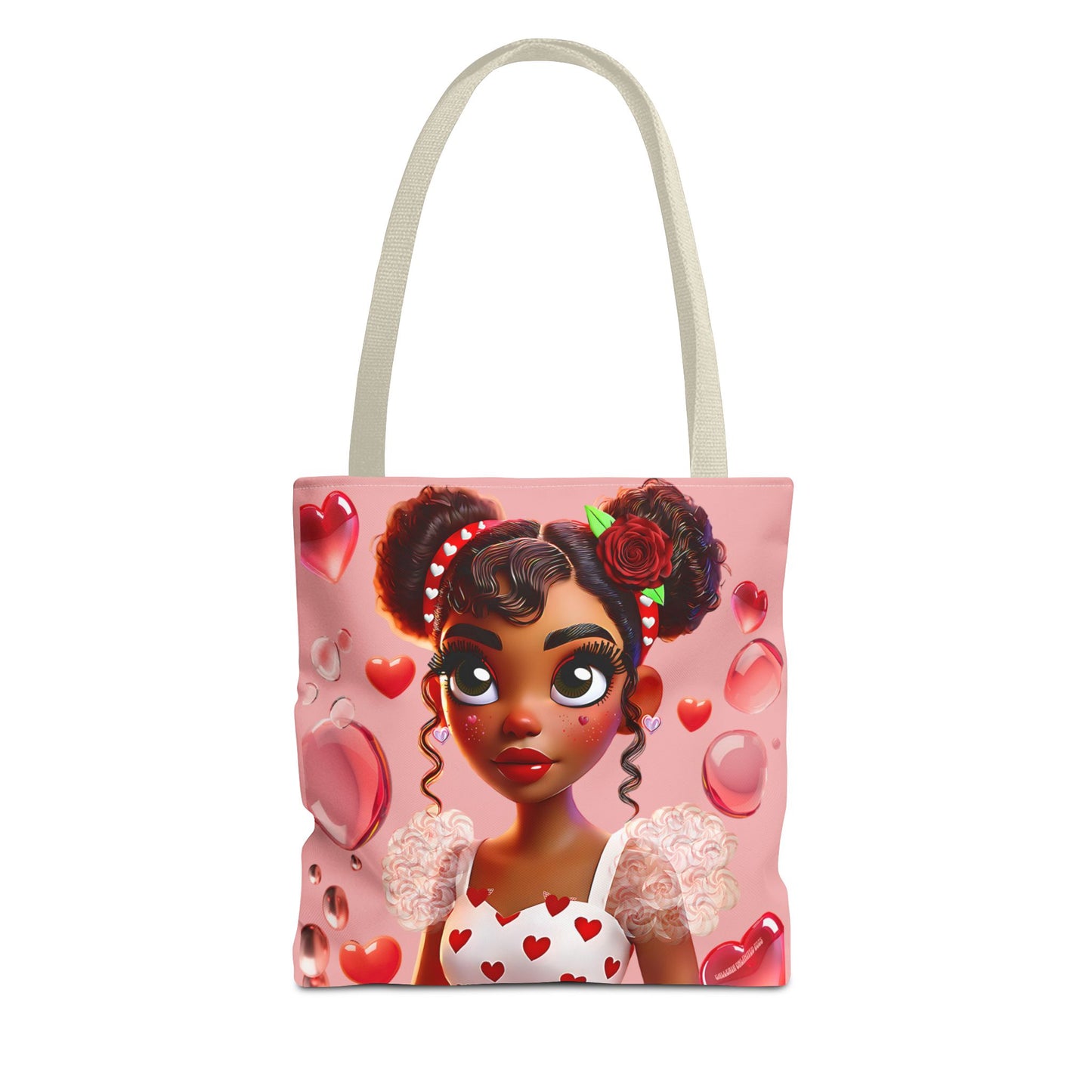 Heartbreaker Girl | Bubble Gum All -Over-Print Two-Tone Tote Bag (multiple strap colors)