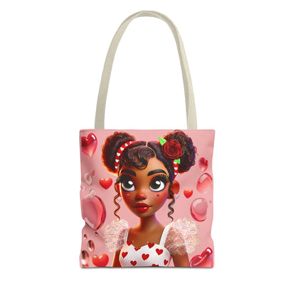 Heartbreaker Girl | Bubble Gum All -Over-Print Two-Tone Tote Bag (multiple strap colors)